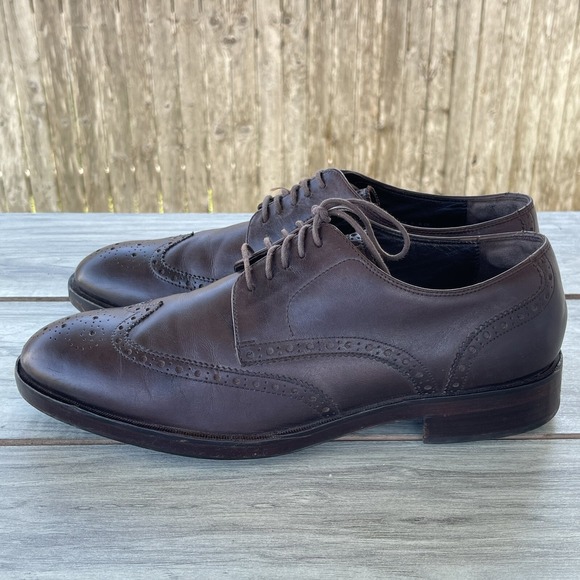 COLE HAAN Grand OS Wingtip Oxfords Men 8M Brown Leather Watson Brogue Dress Shoe - Picture 3 of 11